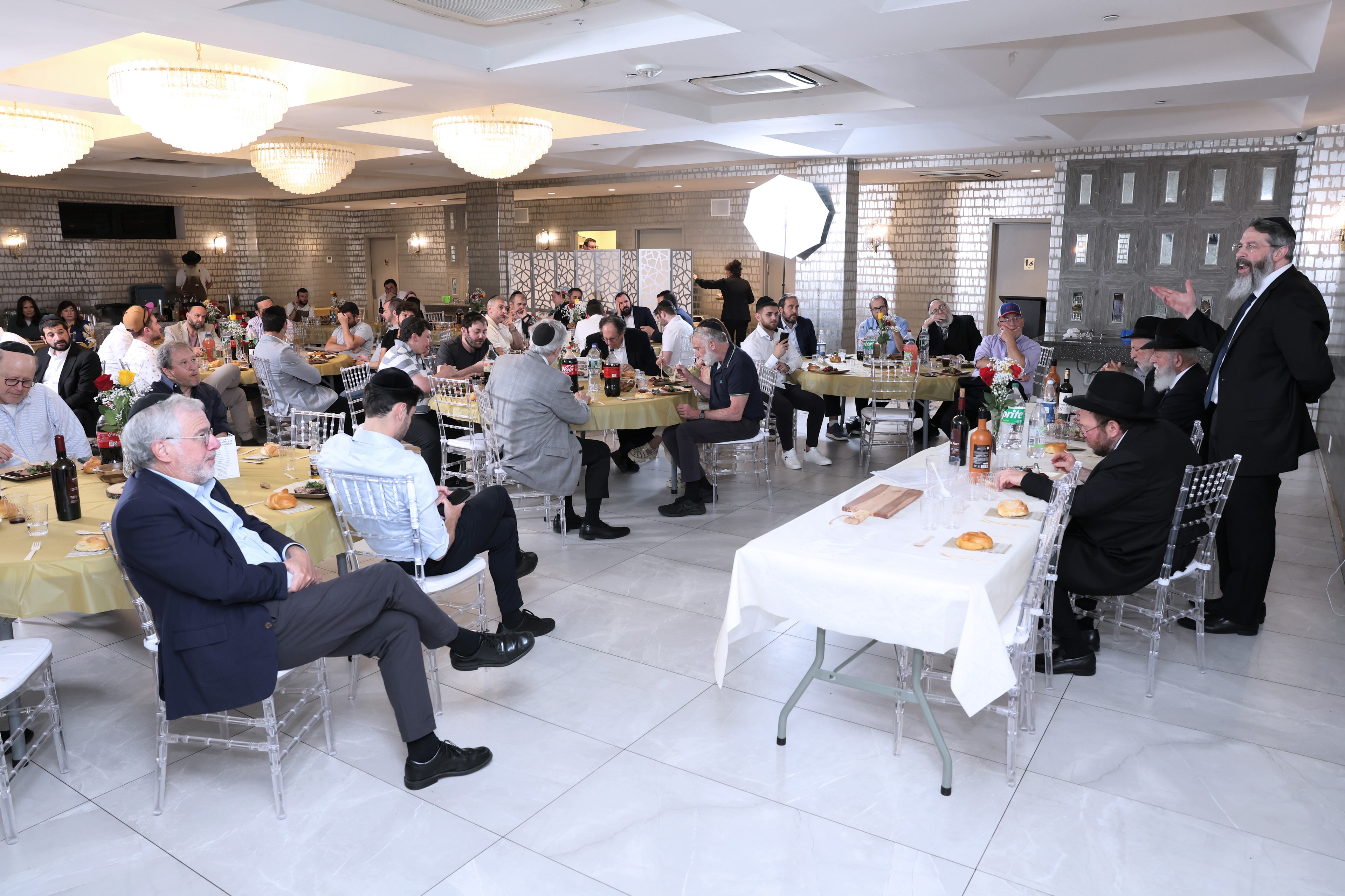 Guests gathered inside the banquet hall at the 2026 Arizal Siyum & BBQ Dinner